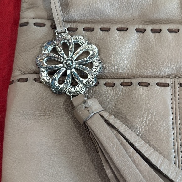 Brighton leather Tan and Brown Crossbody Bag with Tassel Detail - Picture 2 of 6